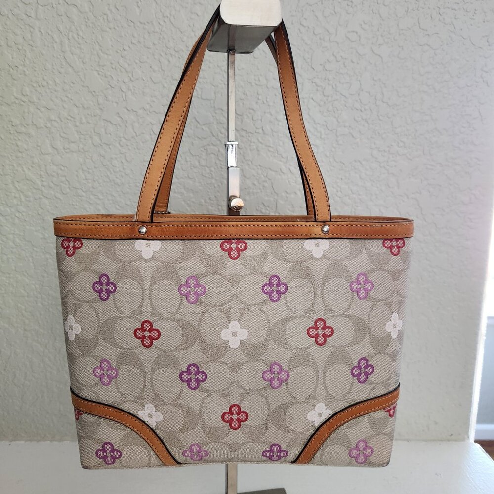 Coach Peyton Signature Khaki Satchel Handbag Purse - Picture 3 of 12